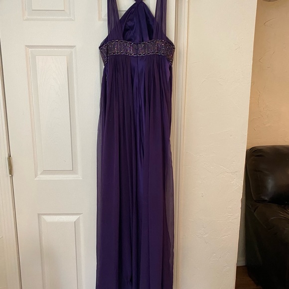 Marc Bouwer purple silk beaded gown - Picture 7 of 8